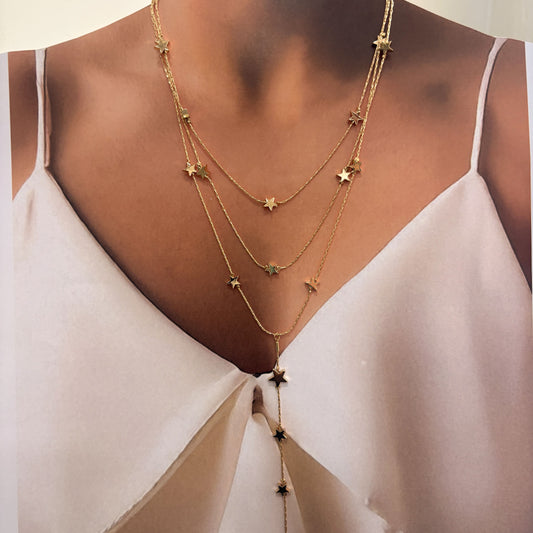 Collar lago multiestrellas baño de oro