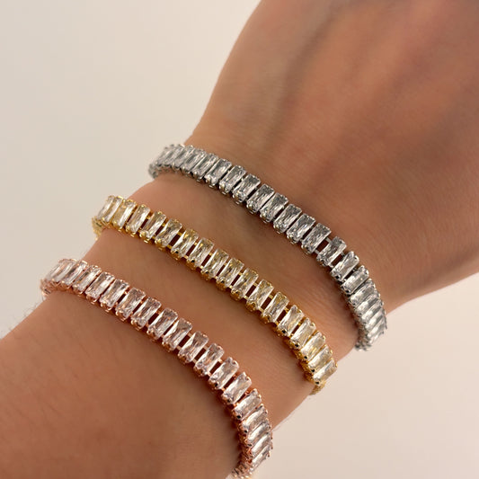 Pulsera ajustable zirconias baguette