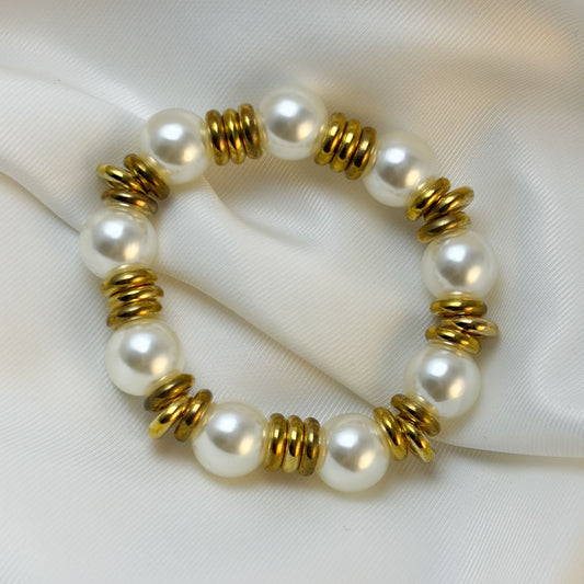 Pulsera elástica perlas aros bisuteria
