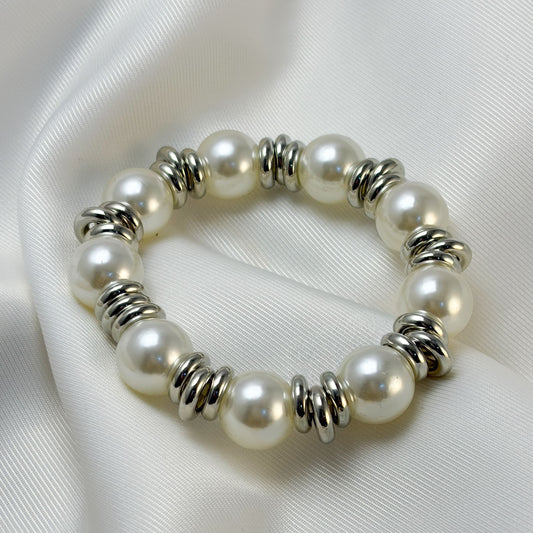 Pulsera elástica perlas aros bisuteria