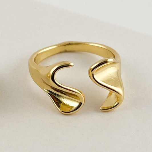 Anillo chunky lisos y zirconias ajustable