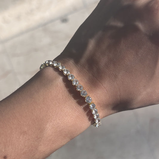 Pulsera zirconias tipo tenis chapa de oro