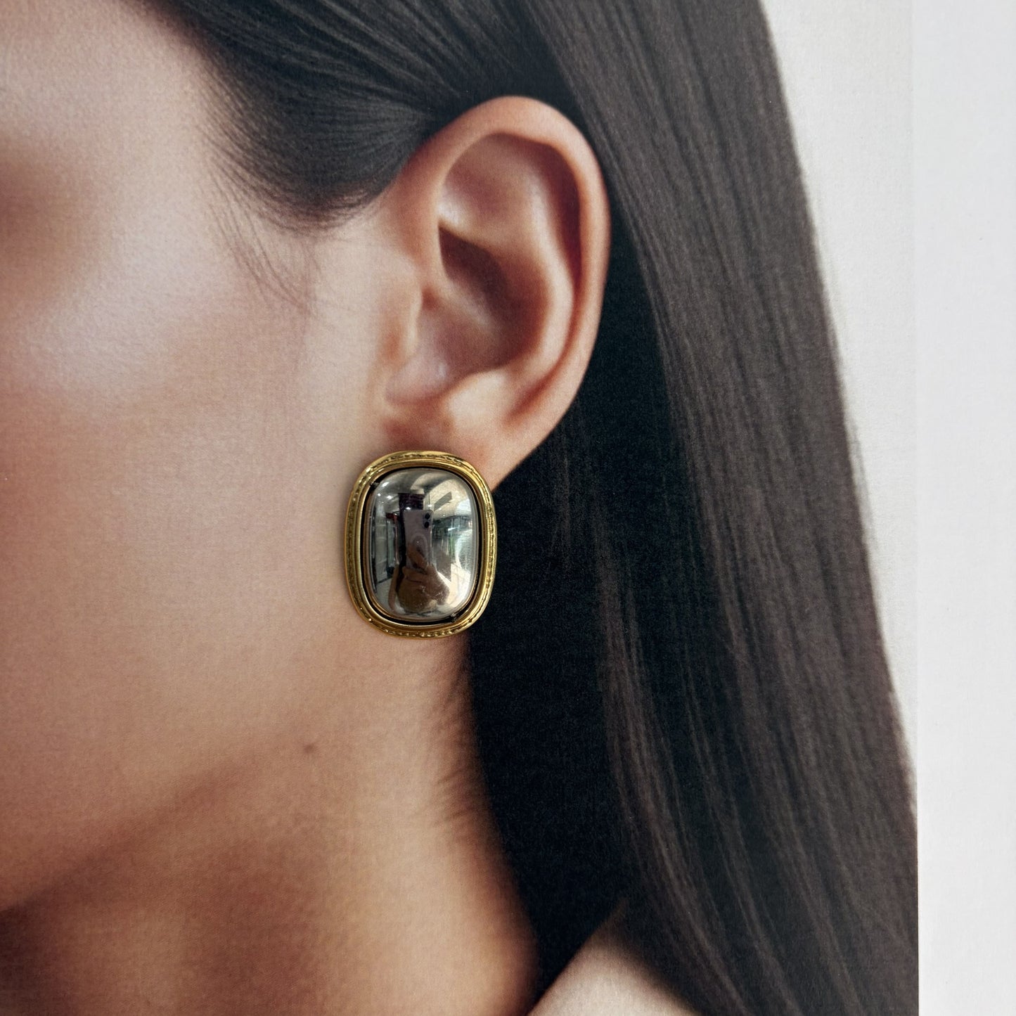 Aretes acero inoxidable doble bicolor