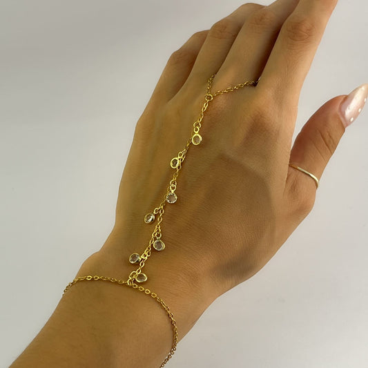 Pulsera cadena anillo acero inoxidable cristales colgantes