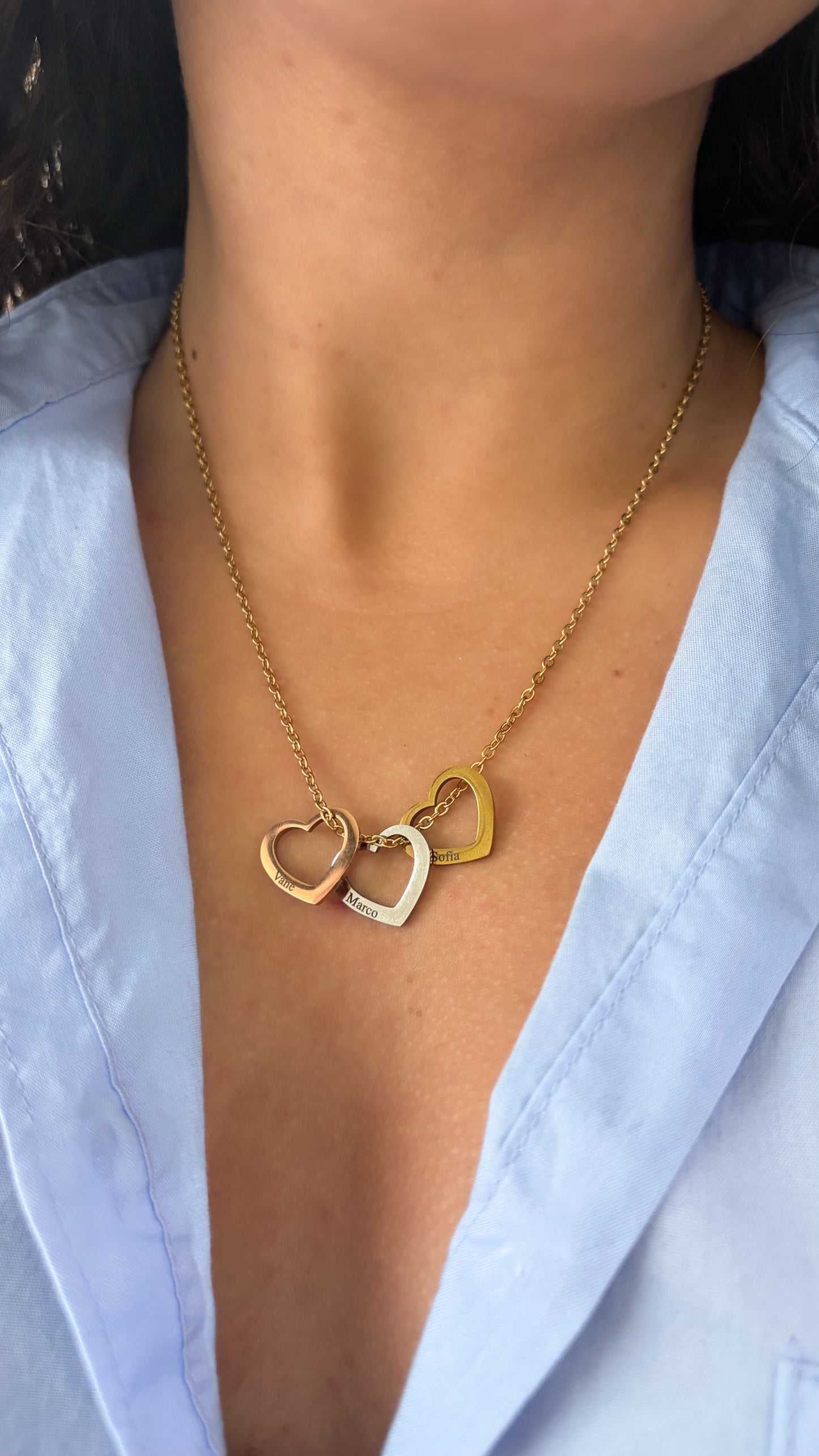 Collar personalizado dijes de corazón grabados con nombre de hijos regalo día de las madres