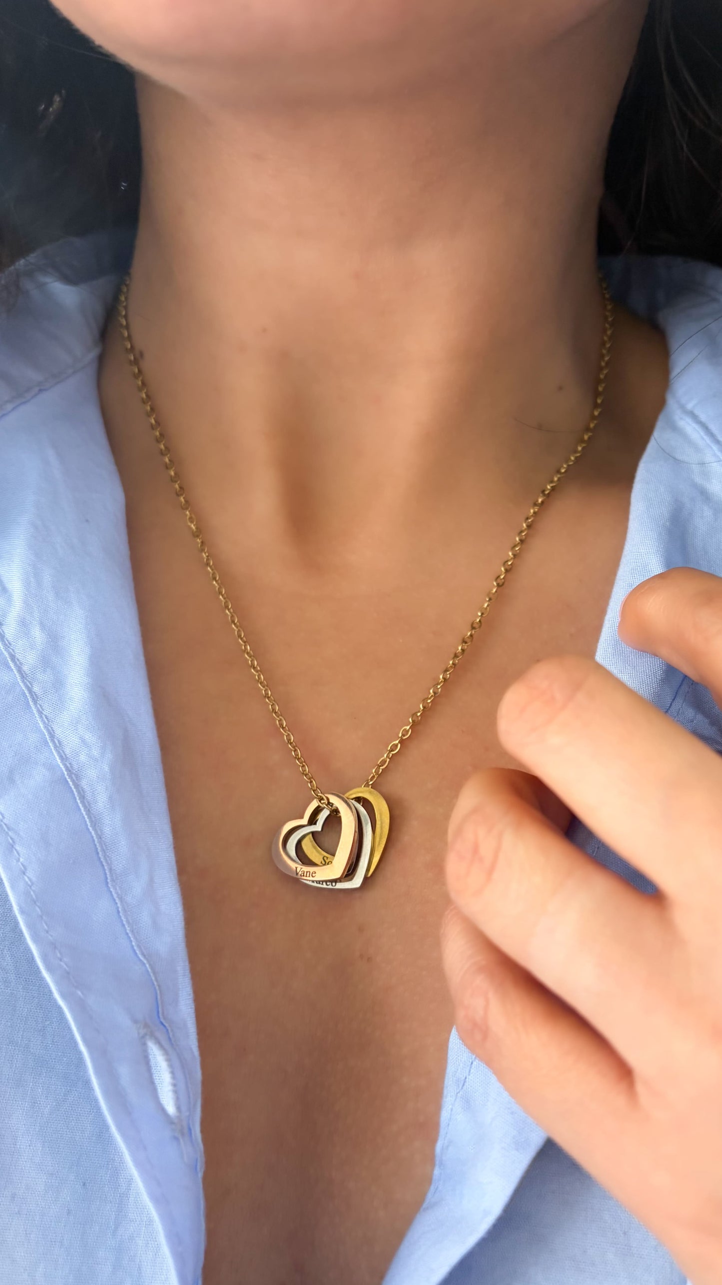 Collar personalizado dijes de corazón grabados con nombre de hijos regalo día de las madres