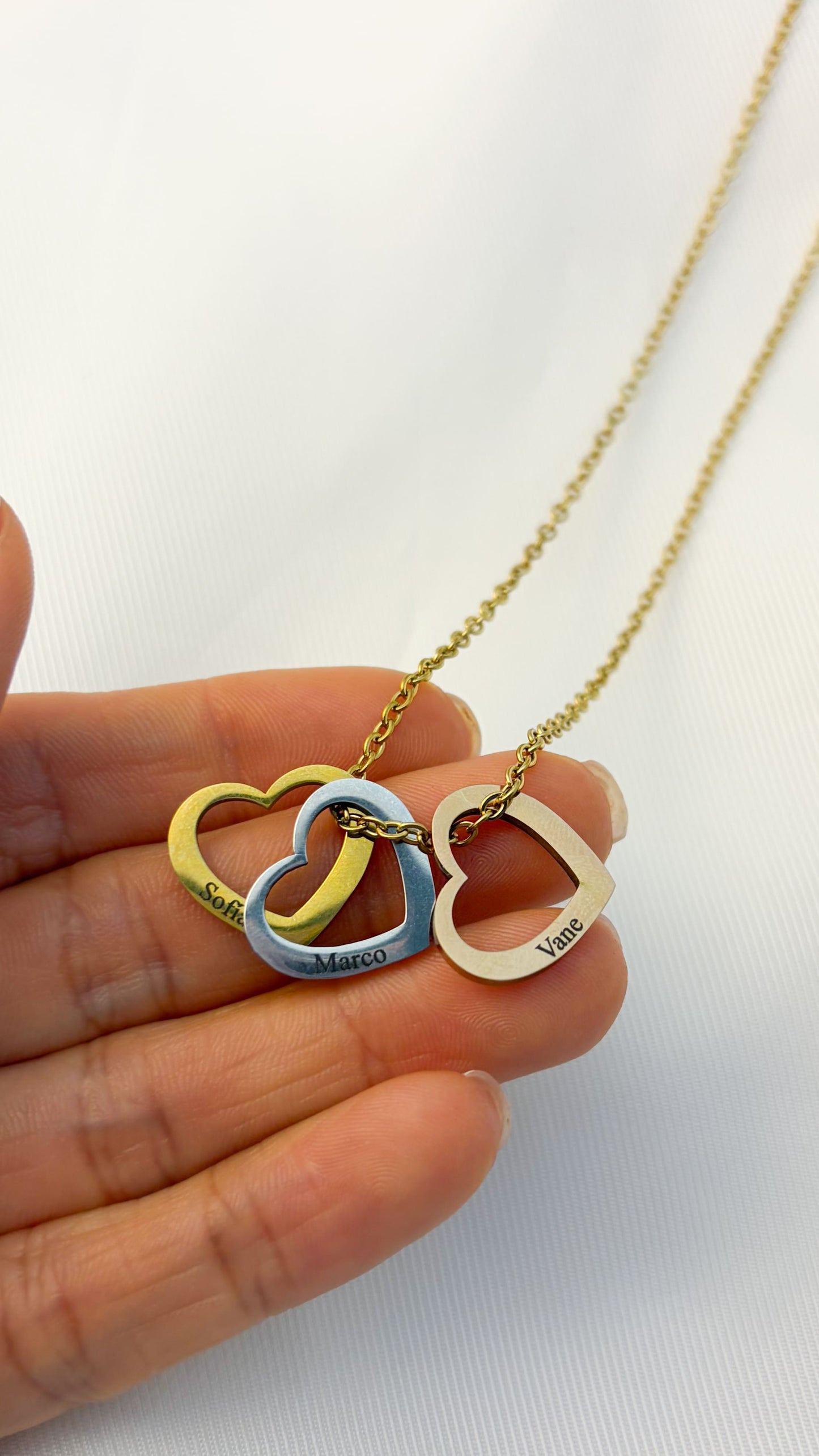 Collar personalizado dijes de corazón grabados con nombre de hijos regalo día de las madres