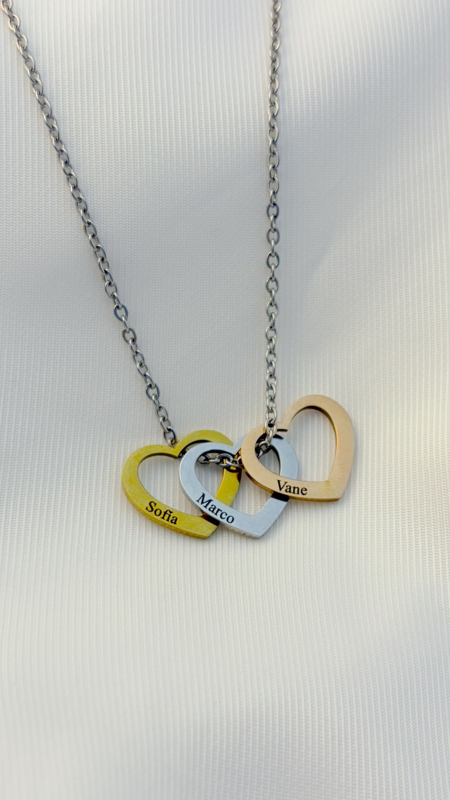 Collar personalizado dijes de corazón grabados con nombre de hijos regalo día de las madres