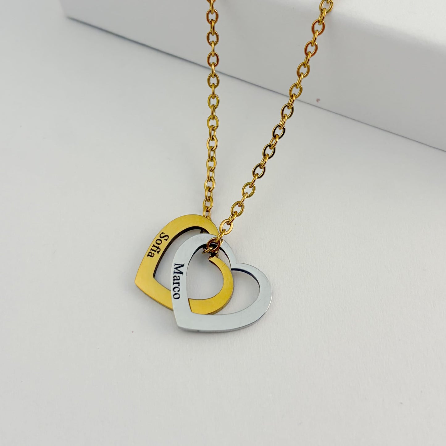 Collar personalizado dijes de corazón grabados con nombre de hijos regalo día de las madres