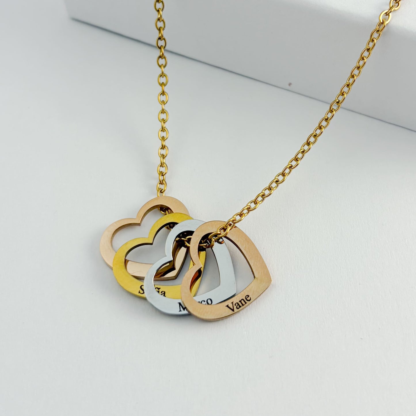 Collar personalizado dijes de corazón grabados con nombre de hijos regalo día de las madres