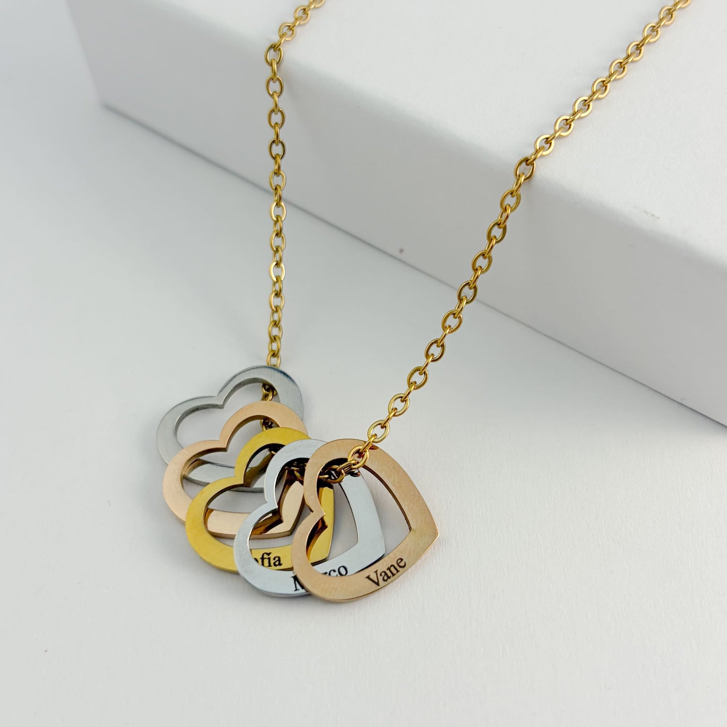 Collar personalizado dijes de corazón grabados con nombre de hijos regalo día de las madres