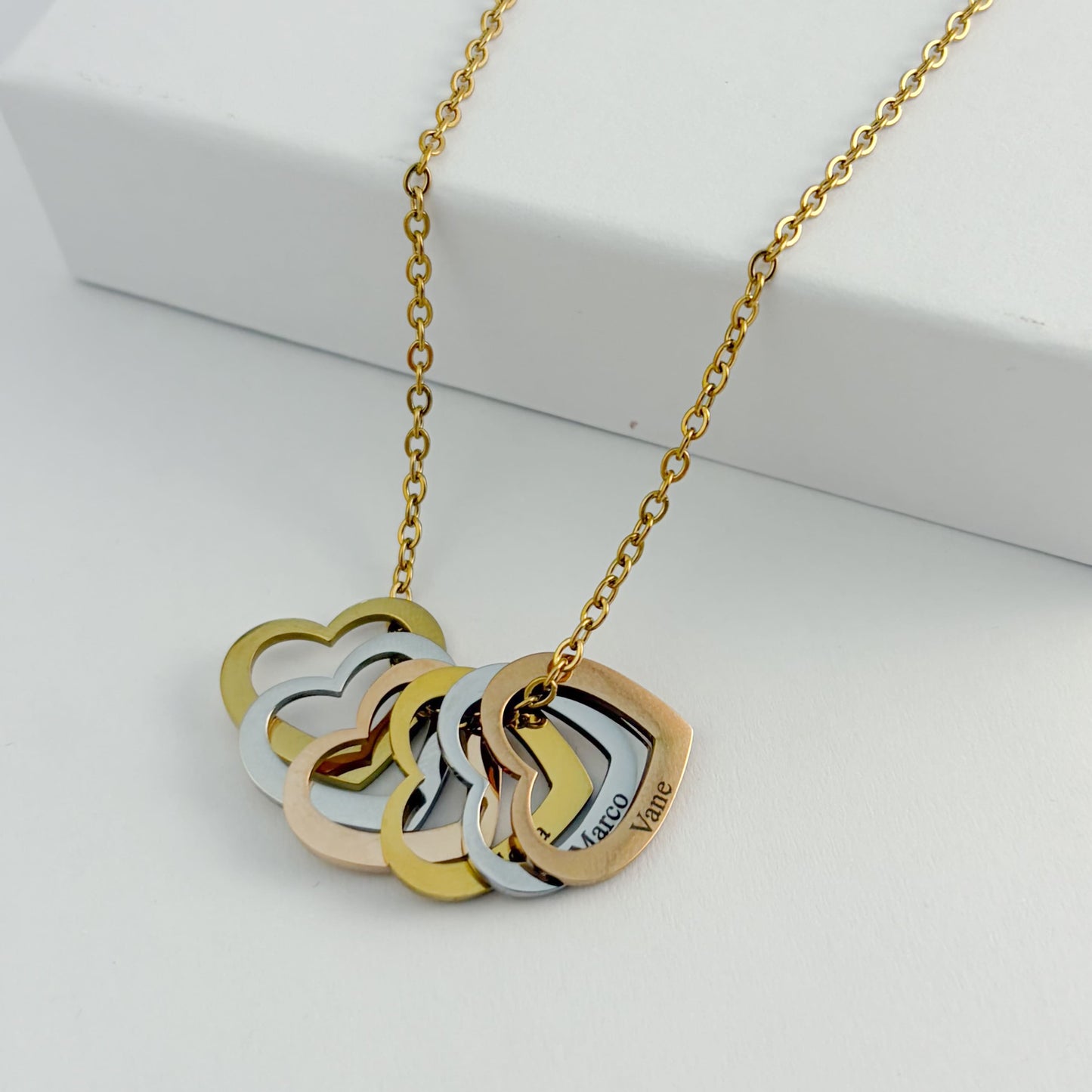 Collar personalizado dijes de corazón grabados con nombre de hijos regalo día de las madres