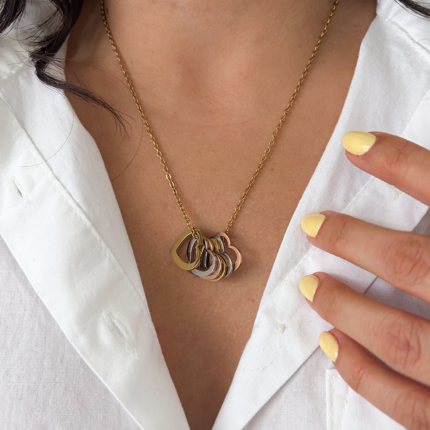 Collar personalizado dijes de corazón grabados con nombre de hijos regalo día de las madres