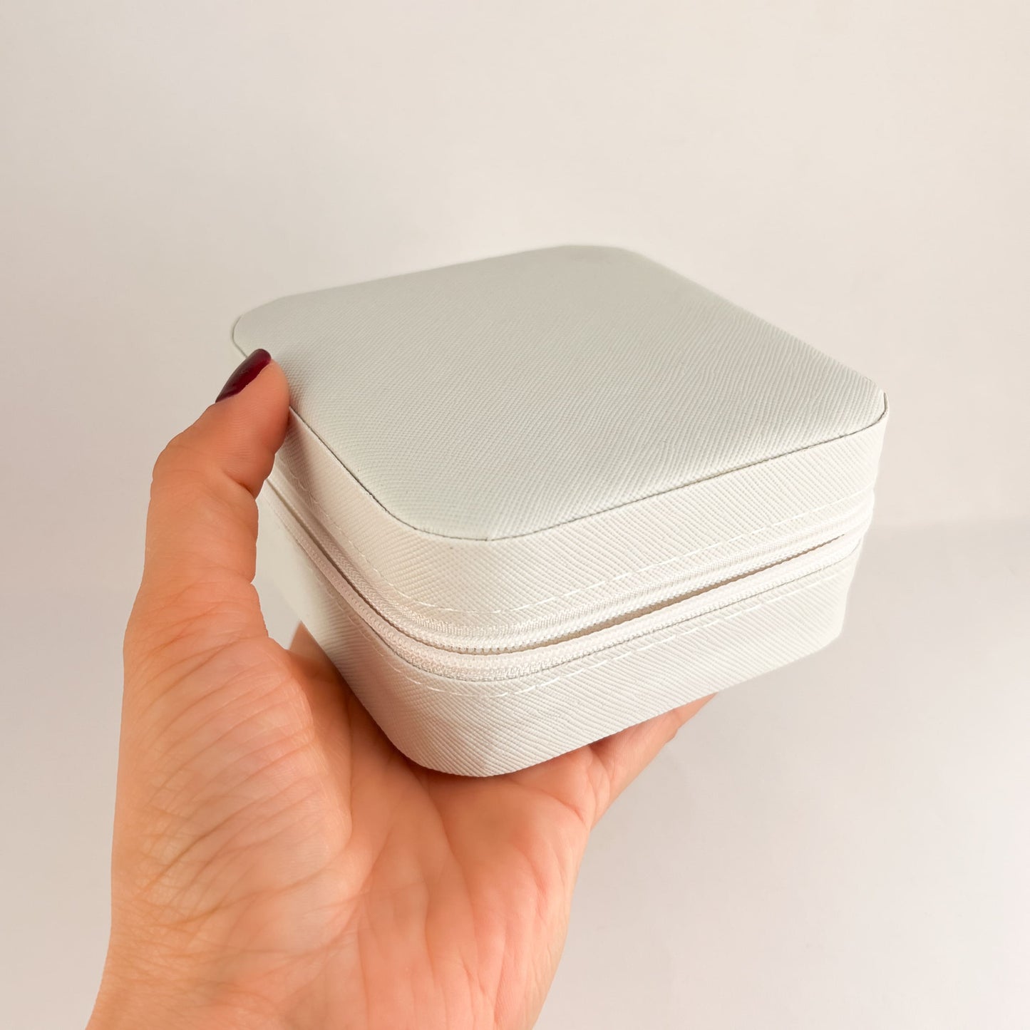 Joyero organizador cuadrado portátil rosa