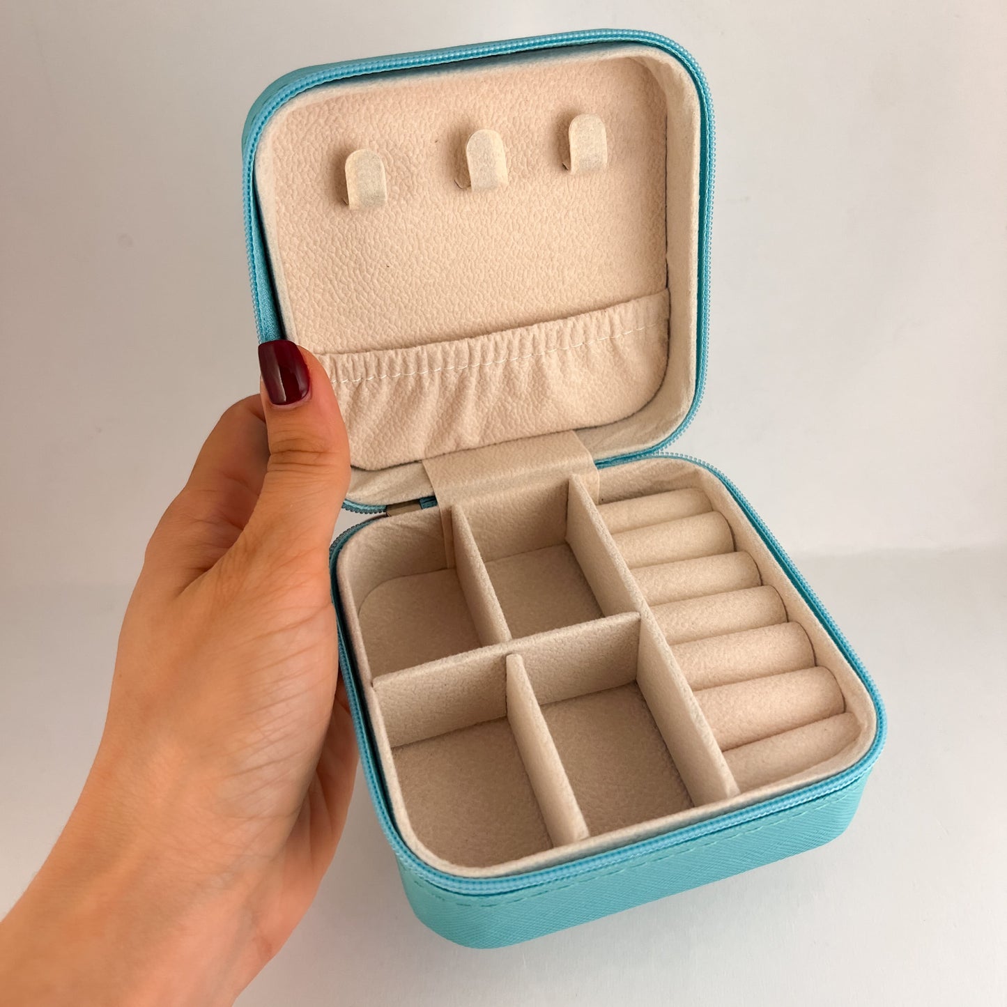 Joyero organizador cuadrado portátil rosa