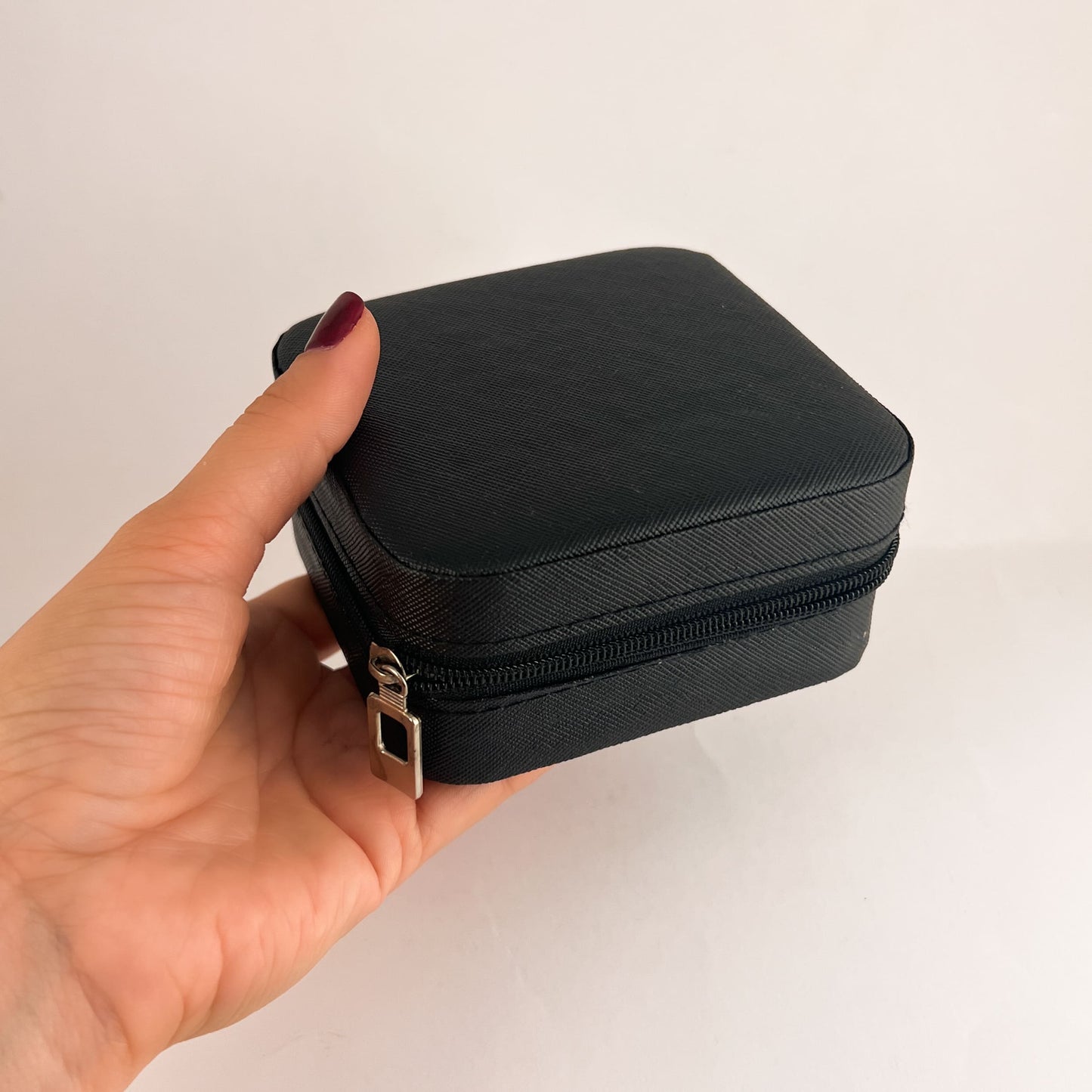 Joyero organizador cuadrado portátil rosa