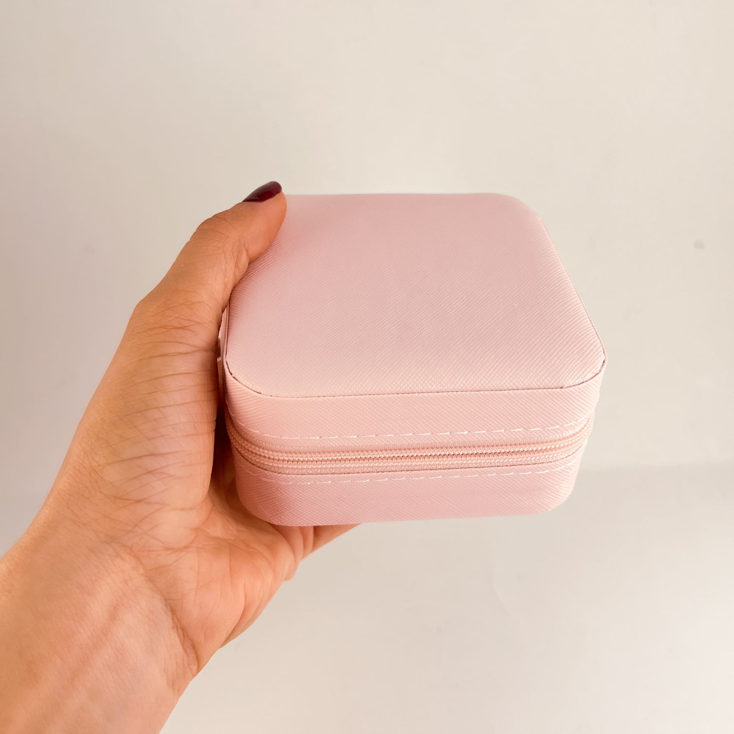 Joyero organizador cuadrado portátil rosa