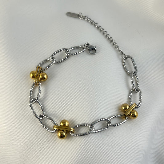 Pulsera acero bicolor premium dorado