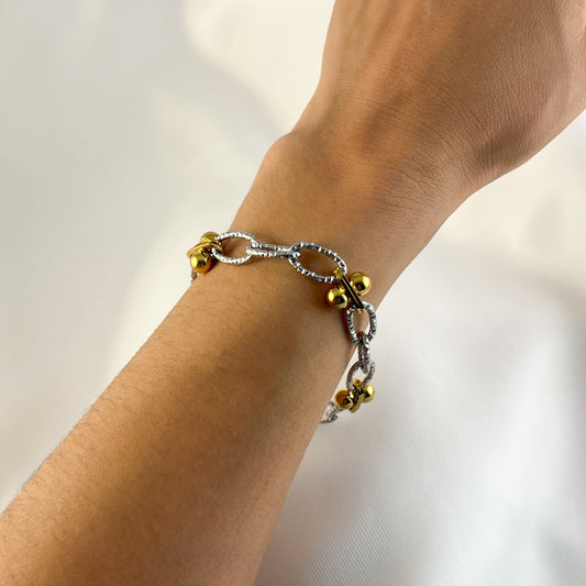 Pulsera acero bicolor premium dorado
