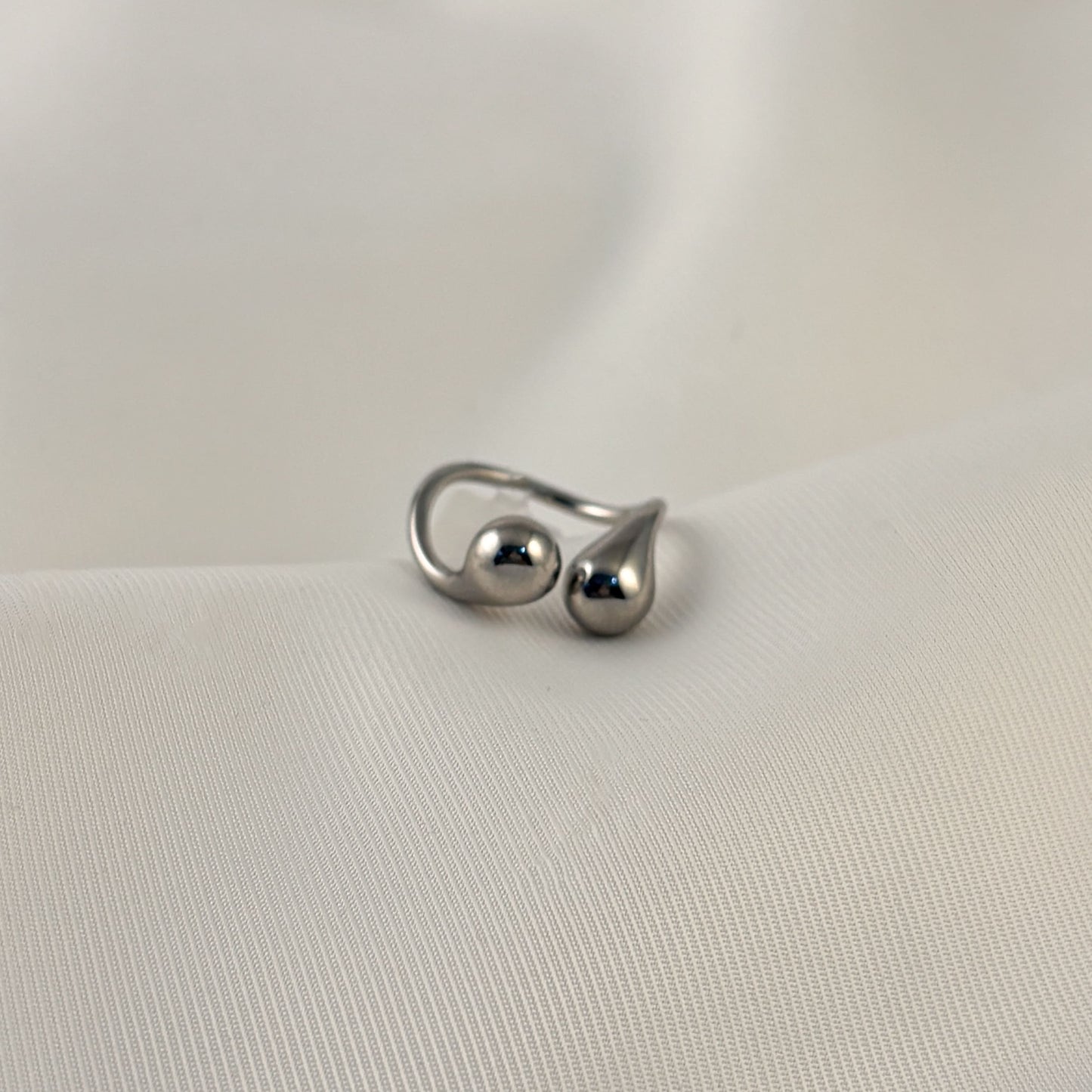 Anillo doble gota mini acero premium