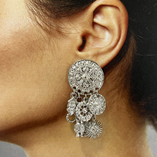 Aretes multi círculos y charms bisutería