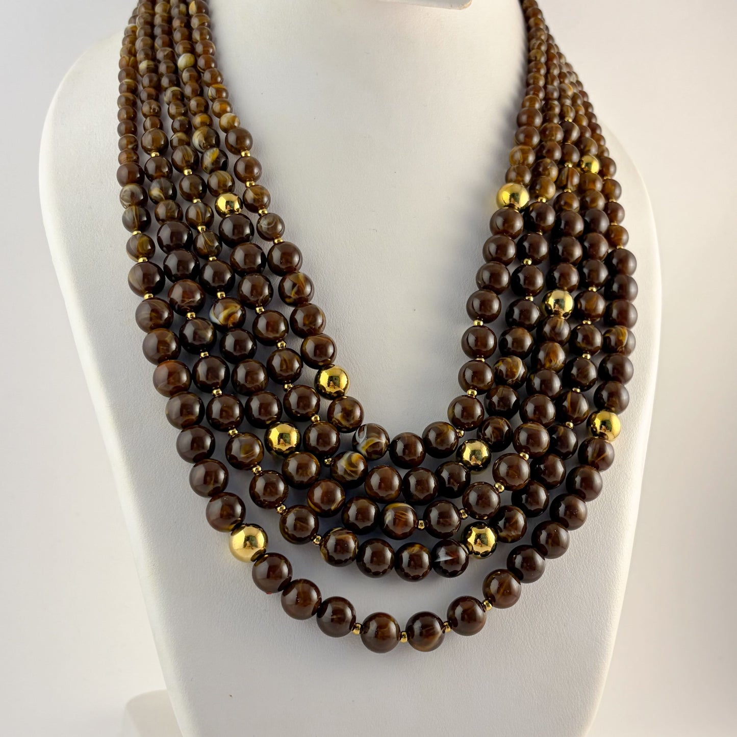 Collar multibolas cafés acero