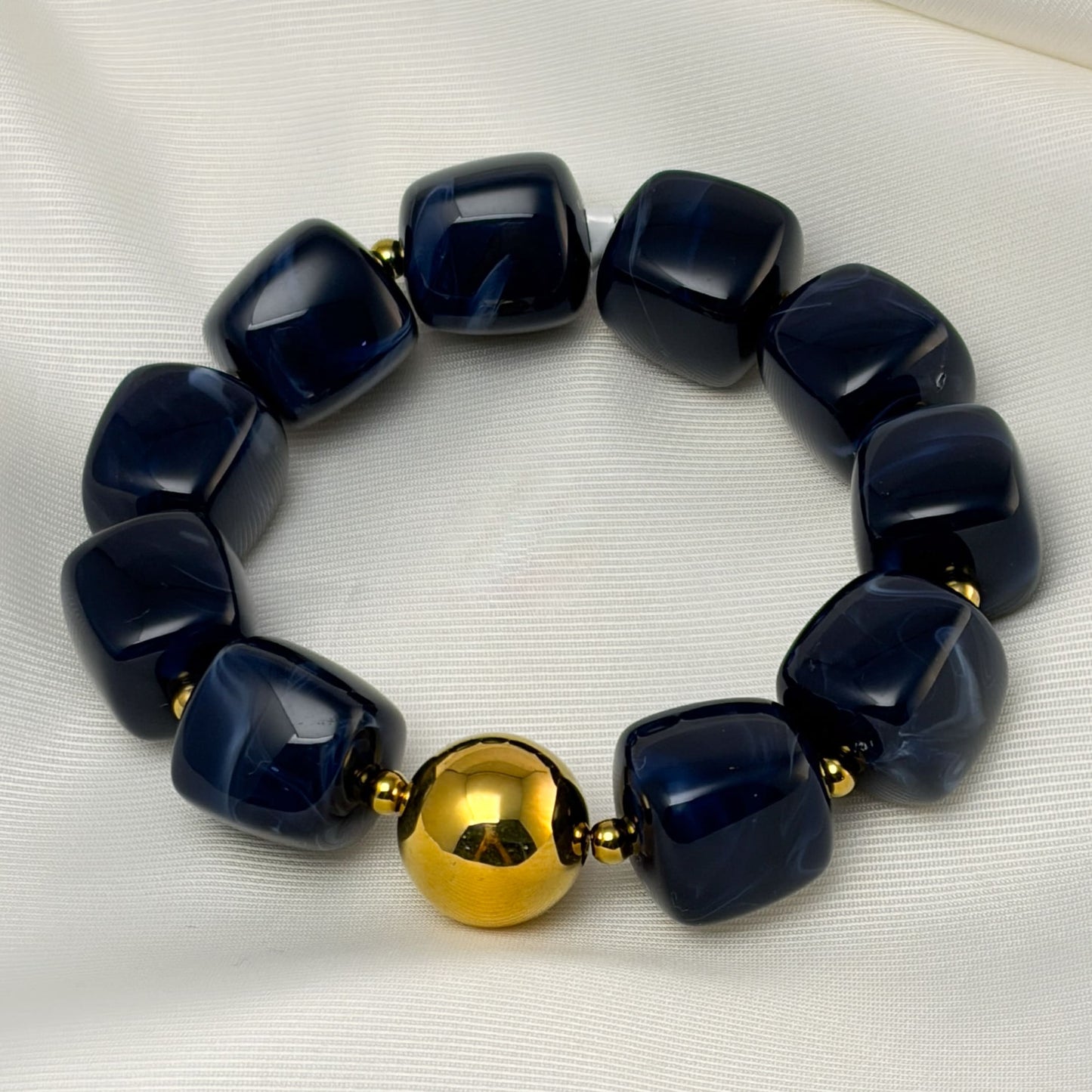 Pulsera acrilico cubos y bolas acero