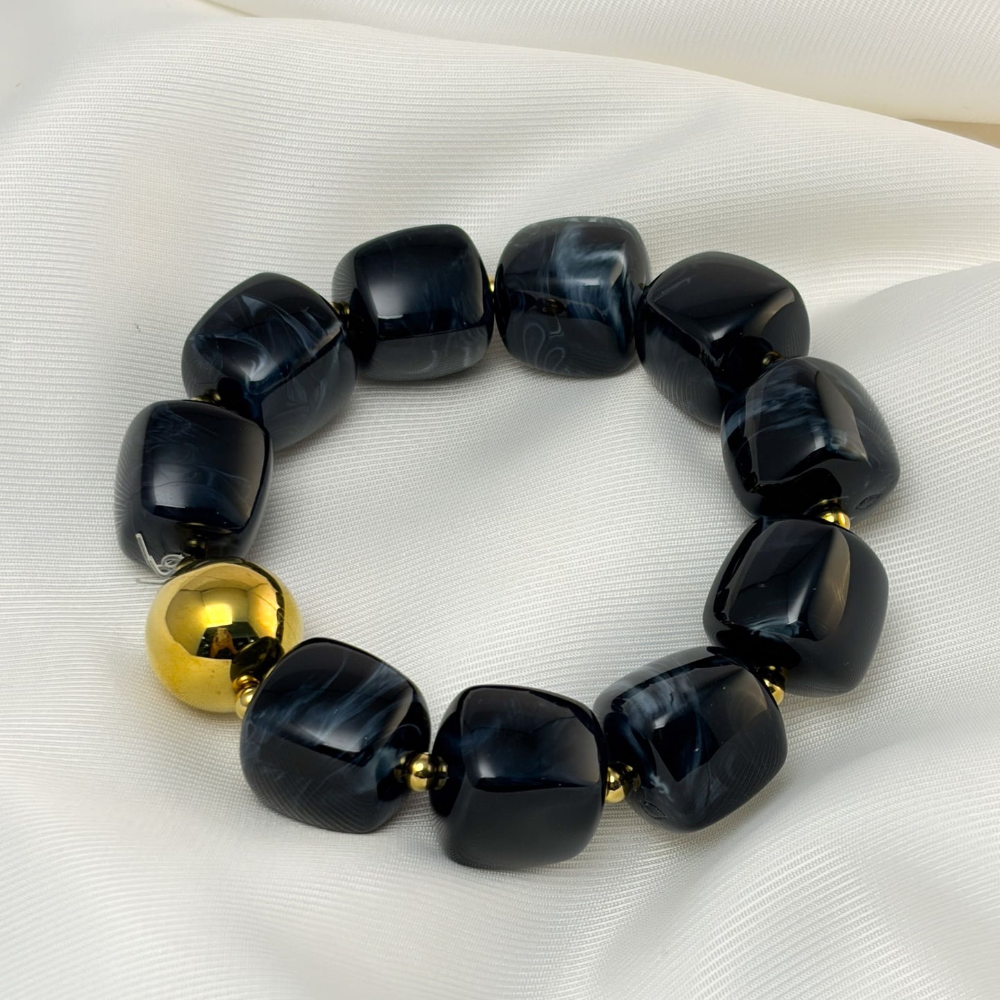 Pulsera acrilico cubos y bolas acero