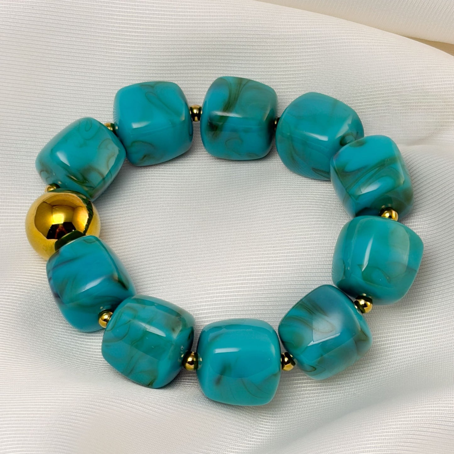 Pulsera acrilico cubos y bolas acero