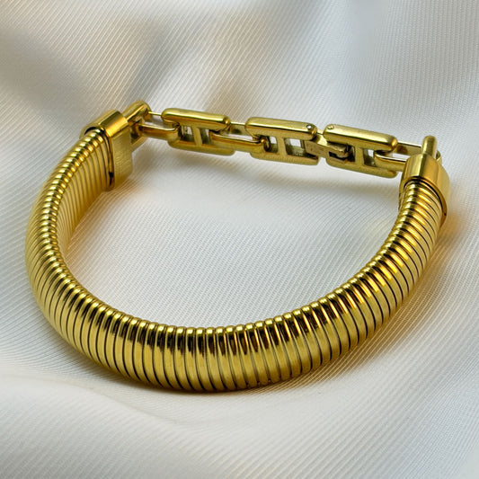 Pulsera orguga eslabón cadena acero premium 18 cm