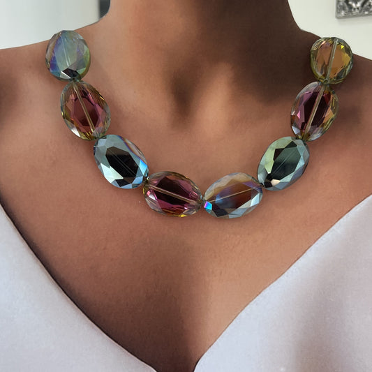 Collar cristal maxi ovalado chapa