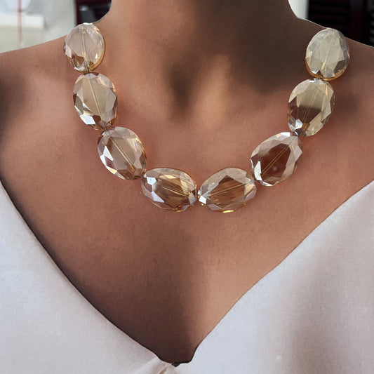 Collar cristal maxi ovalado  chapa