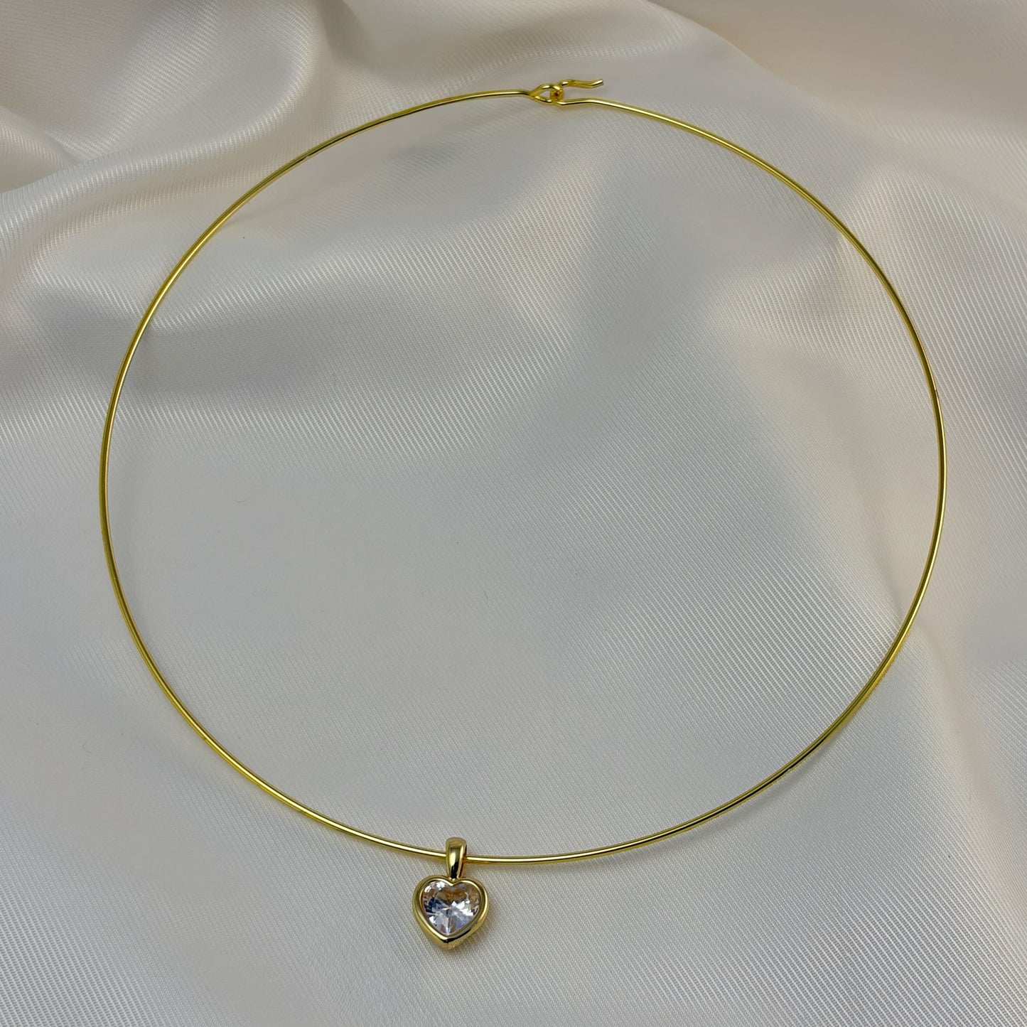 Gargantilla  aro con zirconia colgante chapa de oro