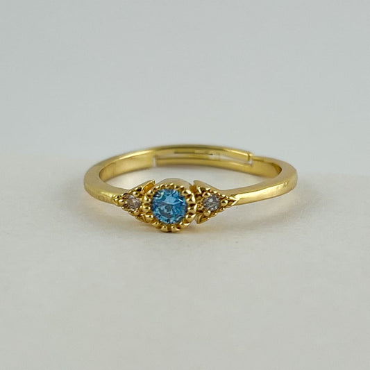 Anillos delgados zirconias azules ajustables chapa de oro