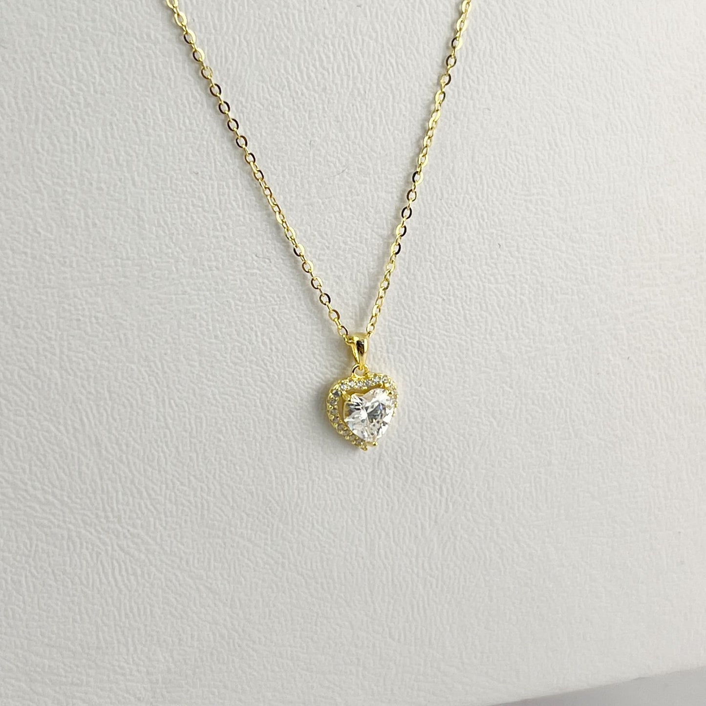 Collar plata .925 dije corazón contorno zirconias
