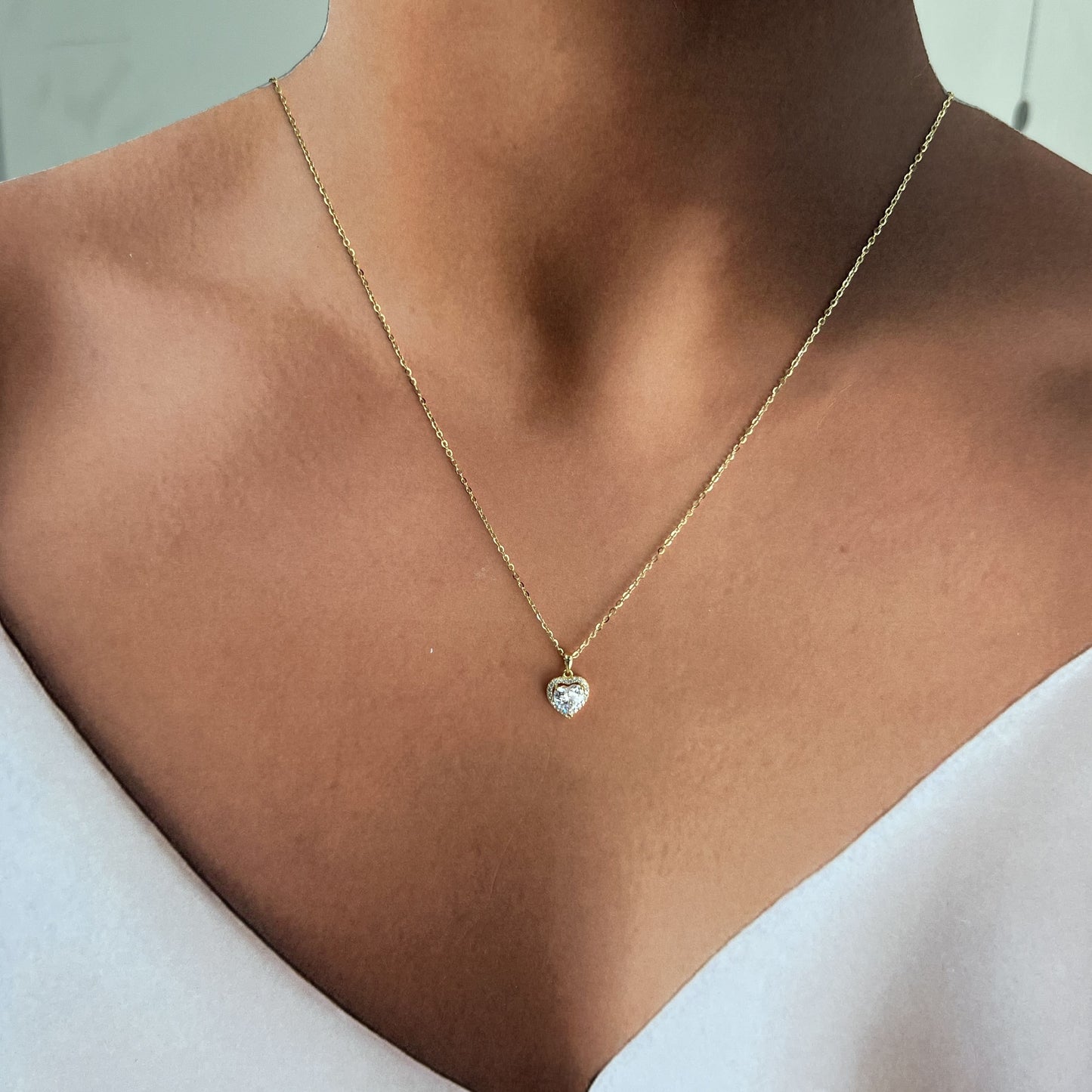 Collar plata .925 dije corazón contorno zirconias