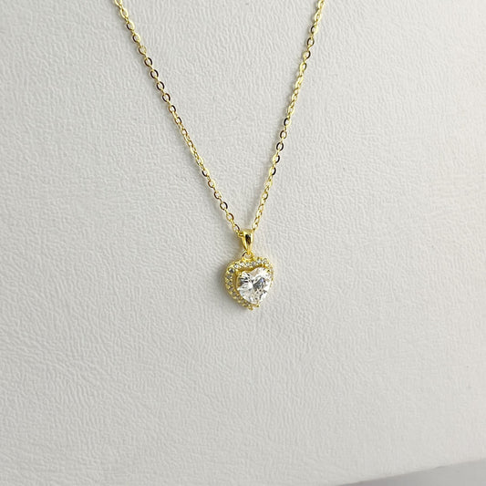 Collar plata .925 dije corazón contorno zirconias