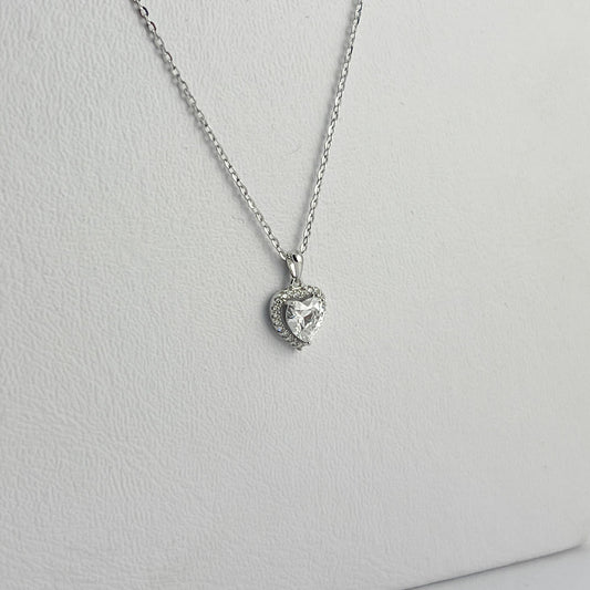 Collar plata .925 dije corazón contorno zirconias