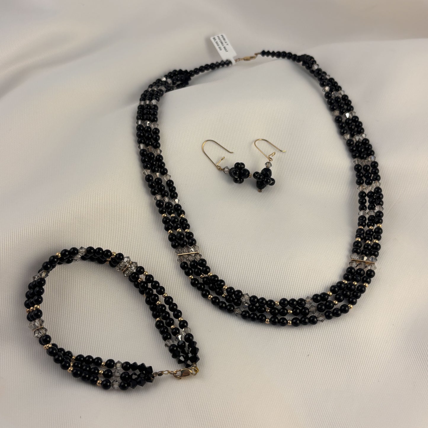 Set collar aretes y pulsera onix triple Oro 10k