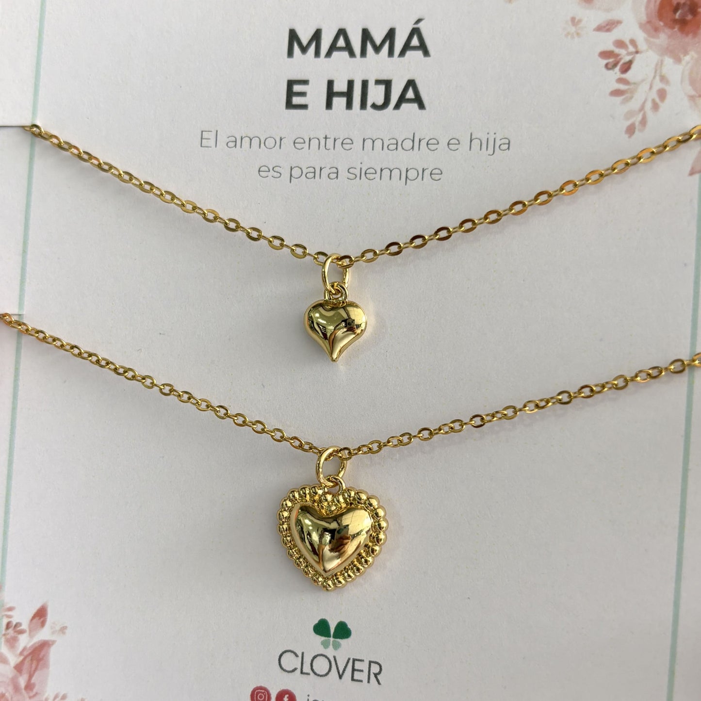 Set collares corazón globo mamá e hija regalo día de las madres