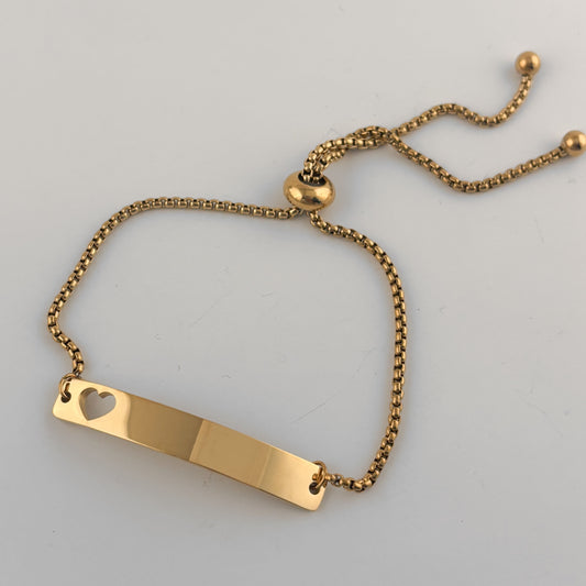 Pulsera acero inoxidable esclava ajustable corazón