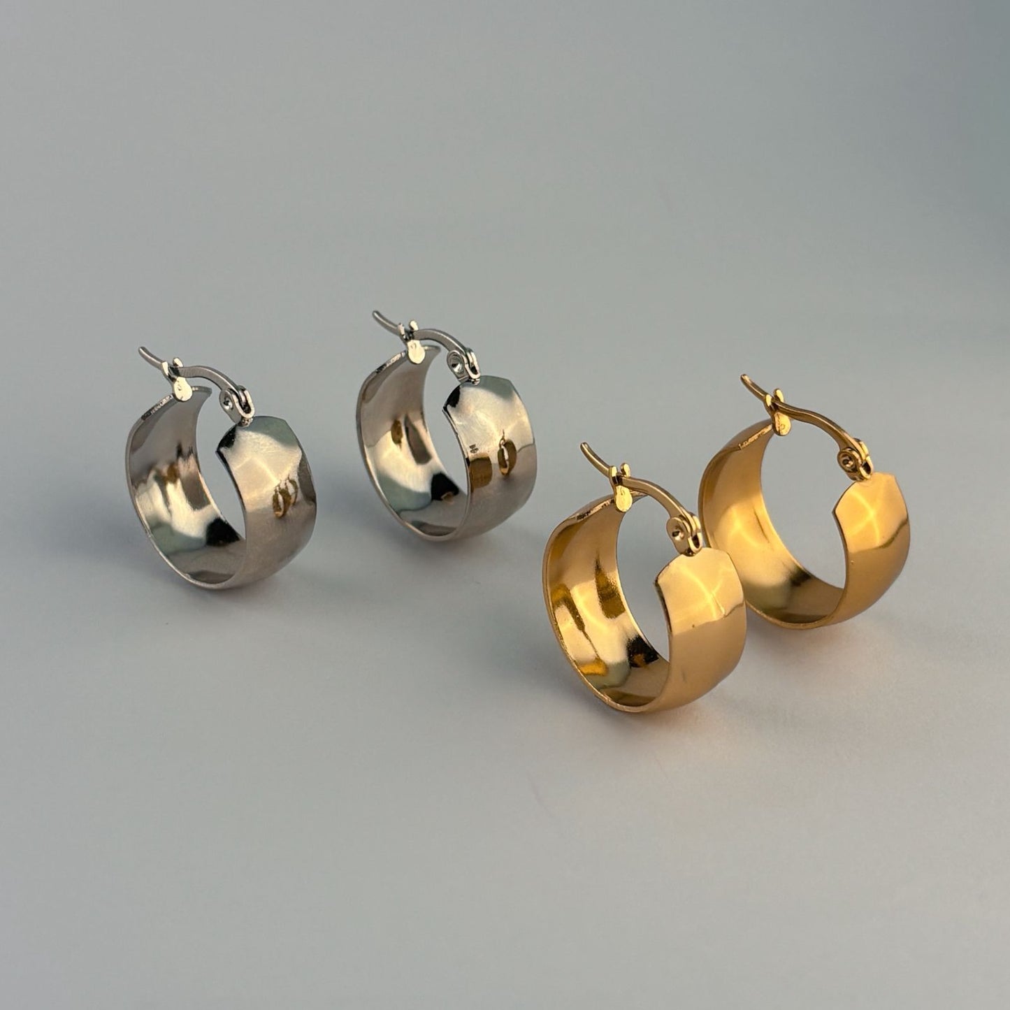 Arracadas acero inoxidable anchas 2 cm lámina