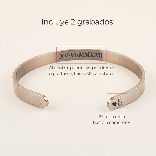 Brazalete personalizado acero inoxidable con grabado láser