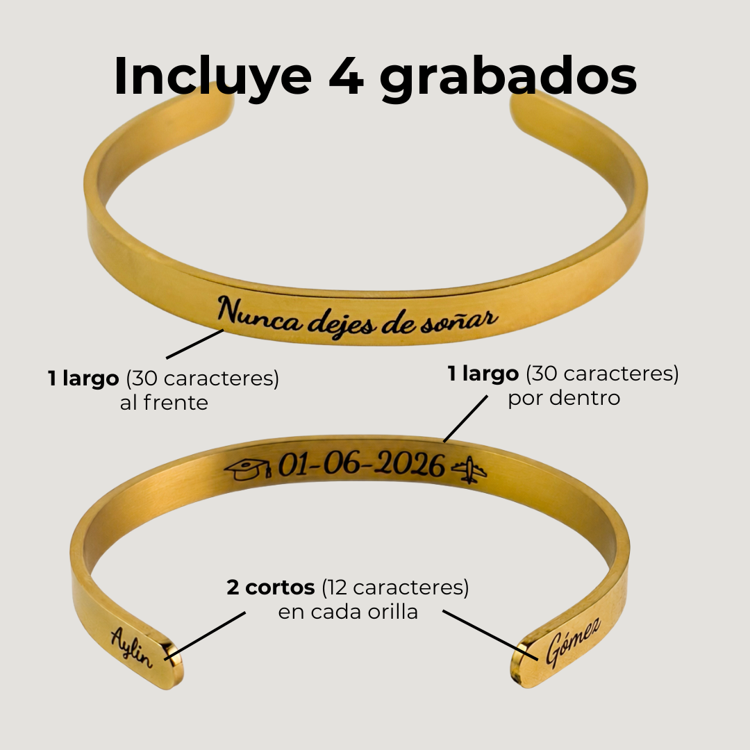 Brazalete personalizado con grabado láser - Regalo de graduación👩‍🎓🎓