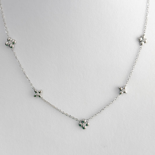 Collar acero inoxidable flores mini