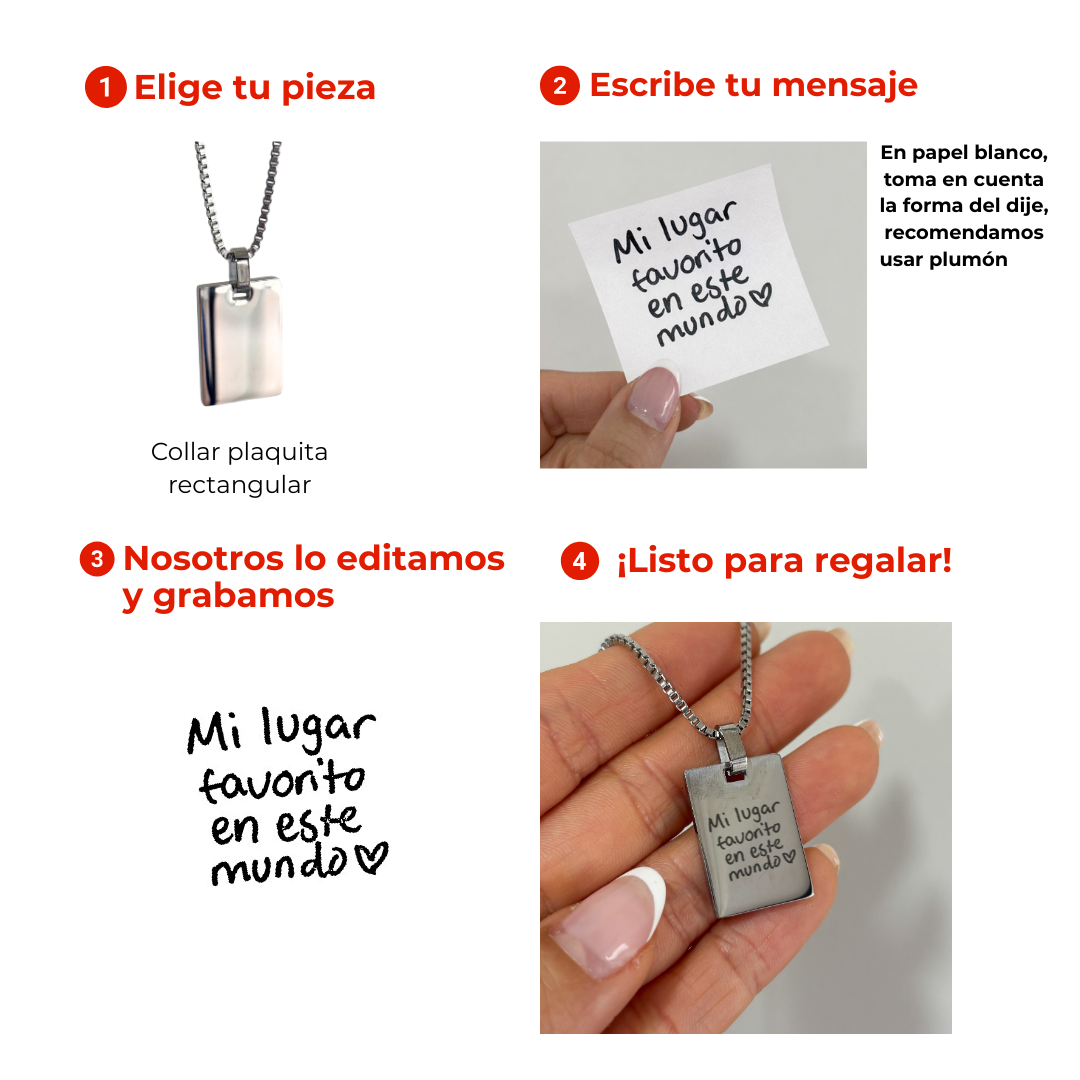 Collar personalizado con grabado de nota hecha a mano -𝐏𝐚𝐫𝐚 𝐡𝐨𝐦𝐛𝐫𝐞
