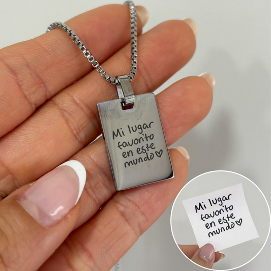 Collar personalizado con grabado de nota hecha a mano -Para hombre