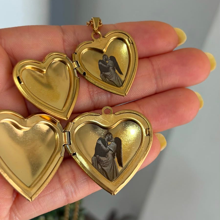 Relicario corazón con foto y texto grabado a láser regalo