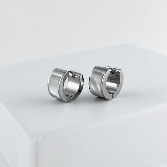 Huggies acero inoxidable gruesas madre perla 1.3 cm