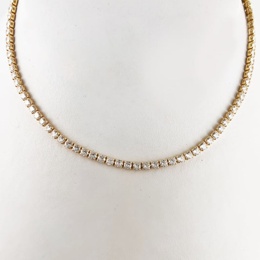 Gargantilla choker tennis fila de cristales chapa de oro